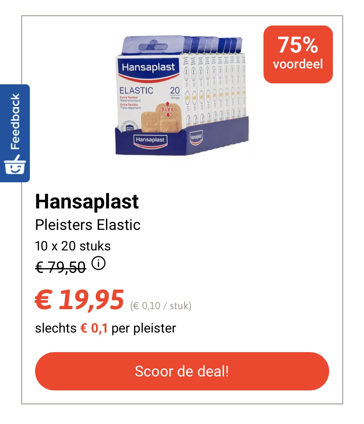 Hansaplast pleisters elastic 10x20 stuks -75%