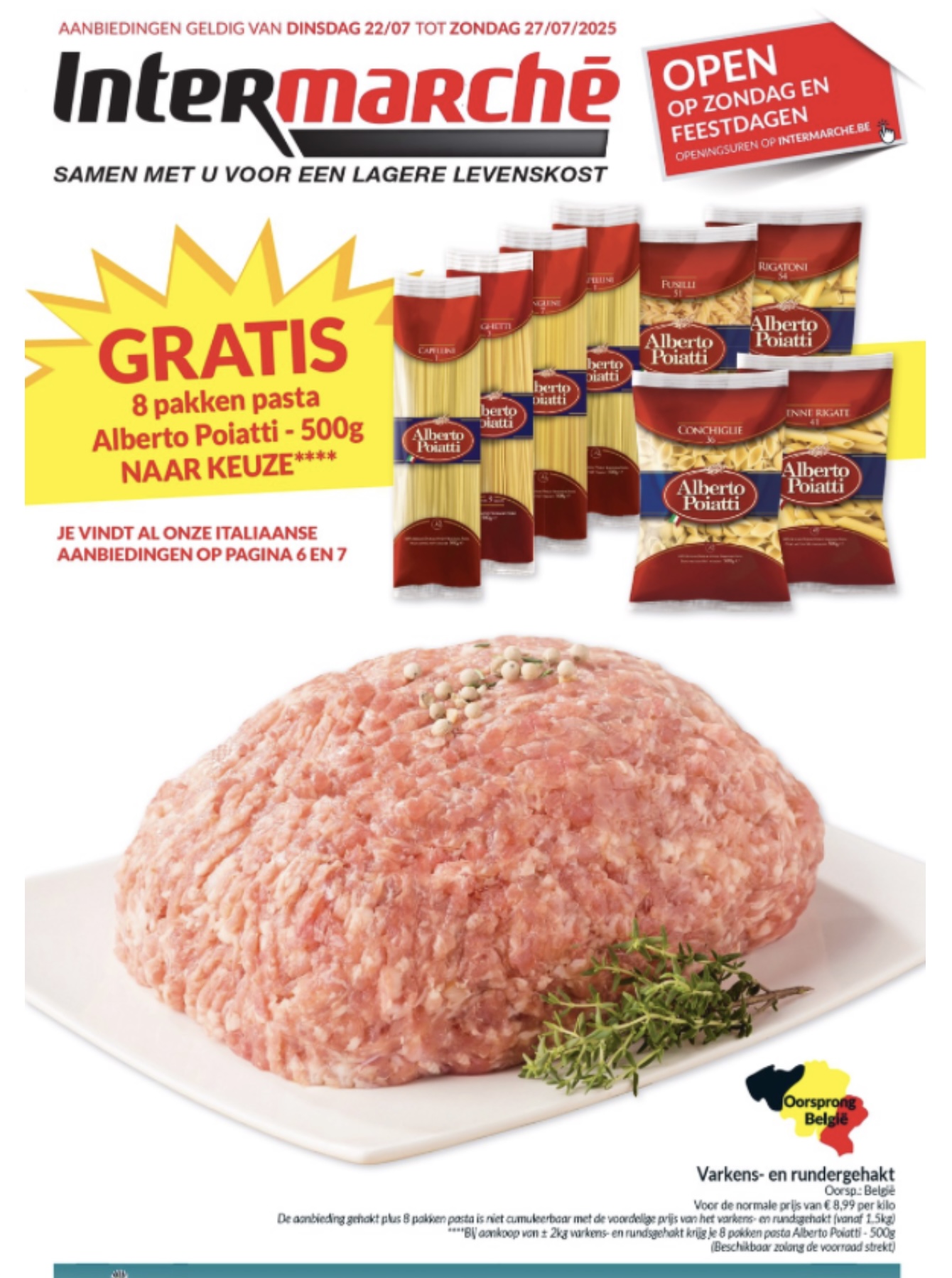 Gratis pasta bij aankoop 2 kg gehakt