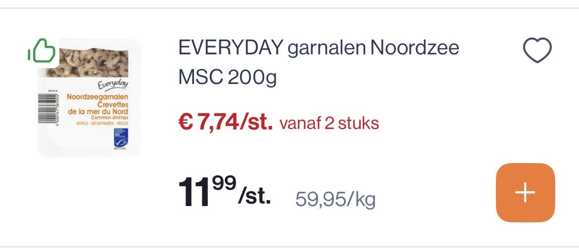 Everyday garnalen noordzee MSC 200 gram reactie Carrefour 1+1