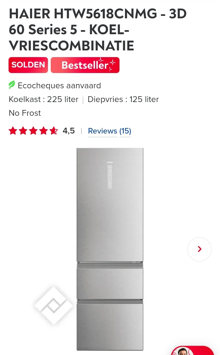 Haier HTW5618CNMG koel-vriescombinatie
