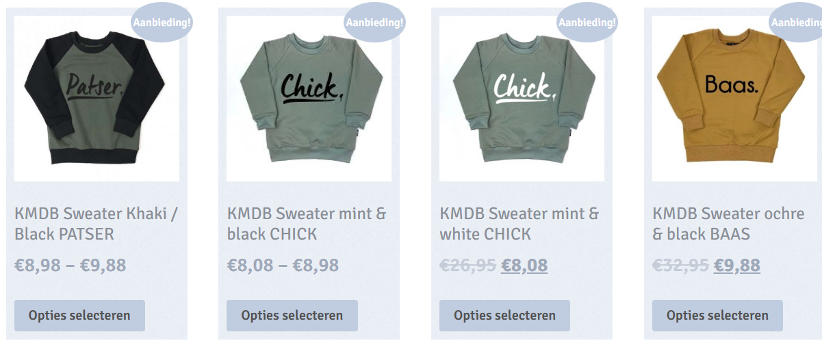 Tot -70% op KMDB shirts voor baby's/kids