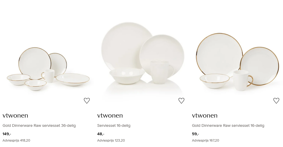 65% korting op servies VT Wonen