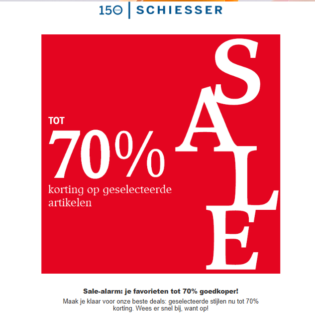 Solden bij schiesser tot -70%