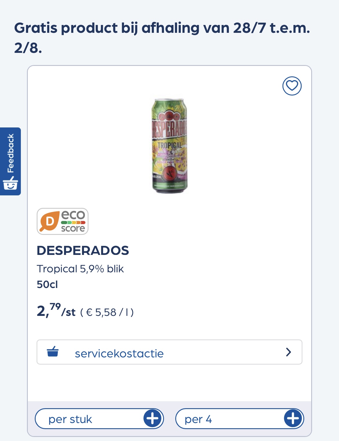Gratis Desperados tropical blik 50 cl bij je bestelling Collect en go