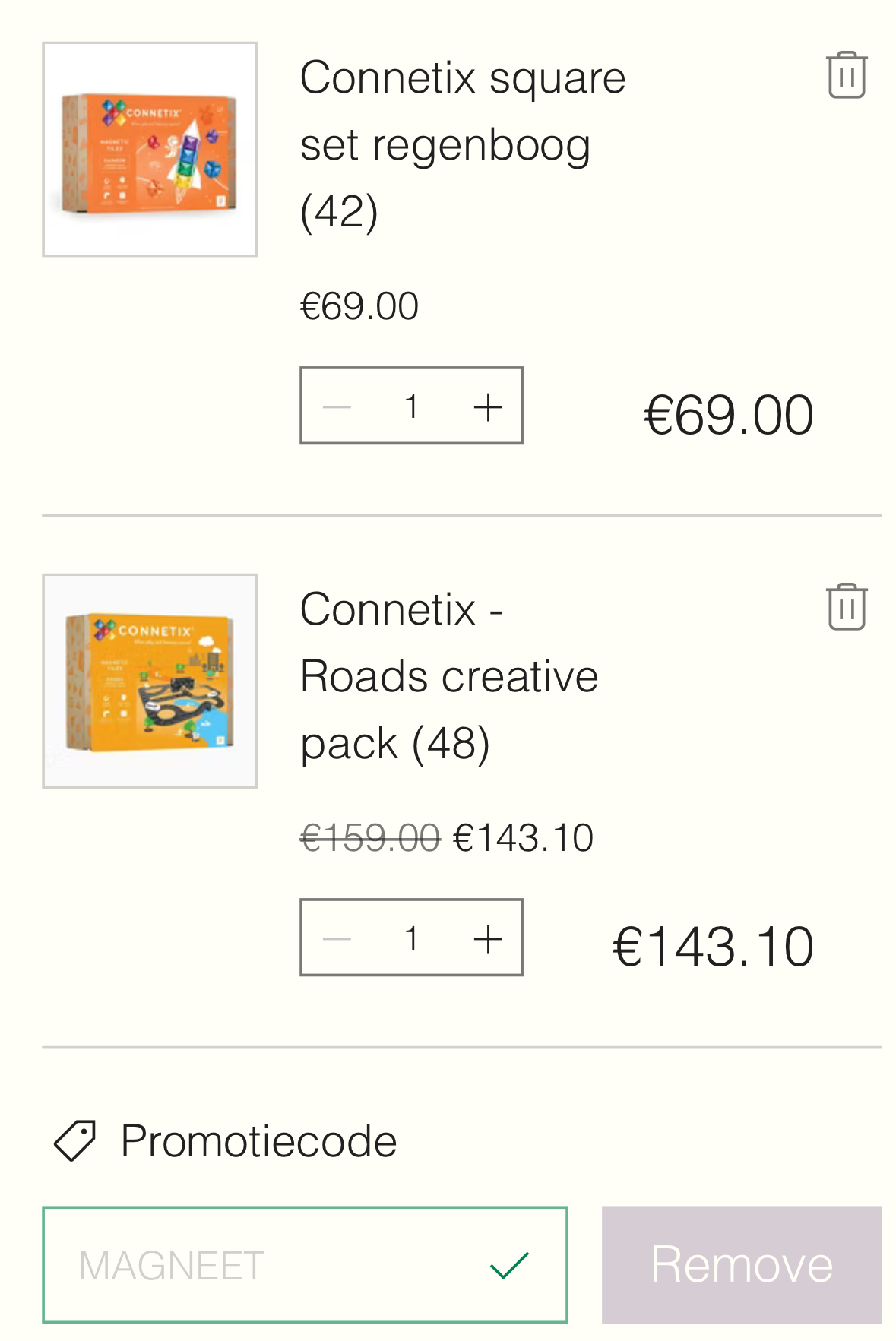 Kortingscode -15% Connetix sets