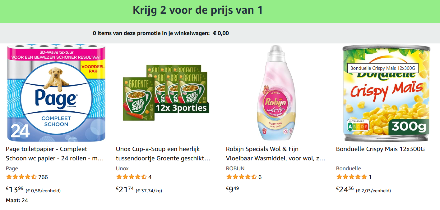 2 voor de prijs van 1 bij amazon