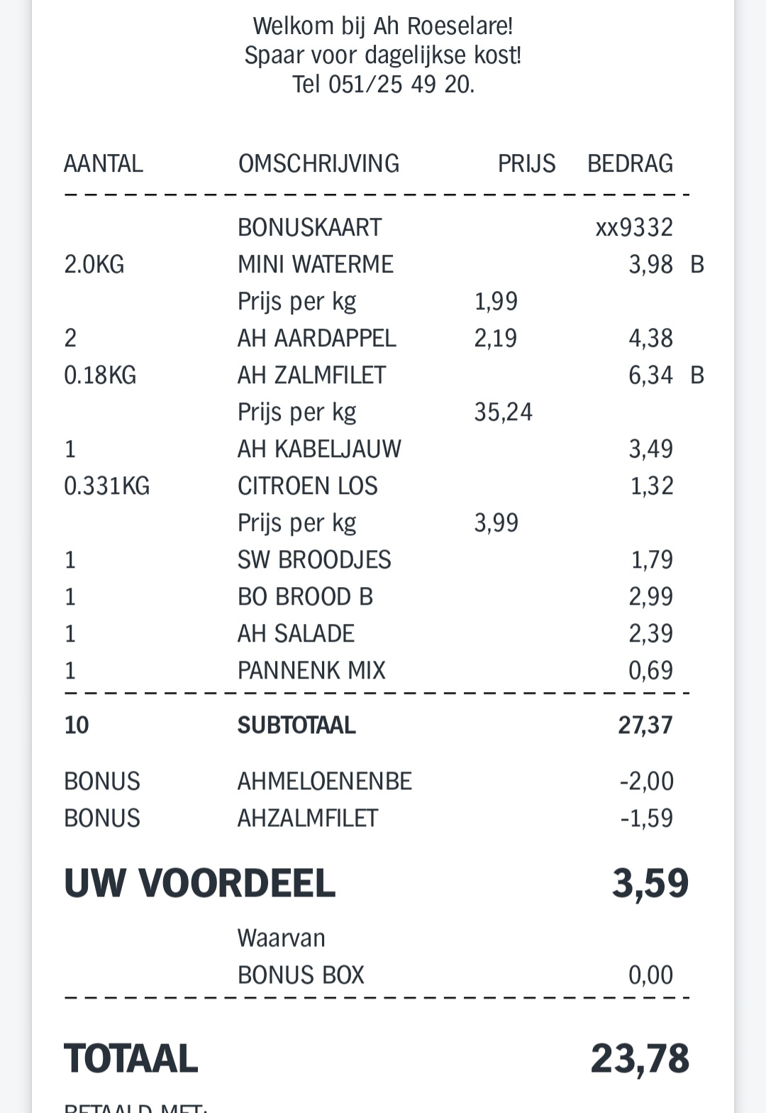 Meloen en zalm bij AH