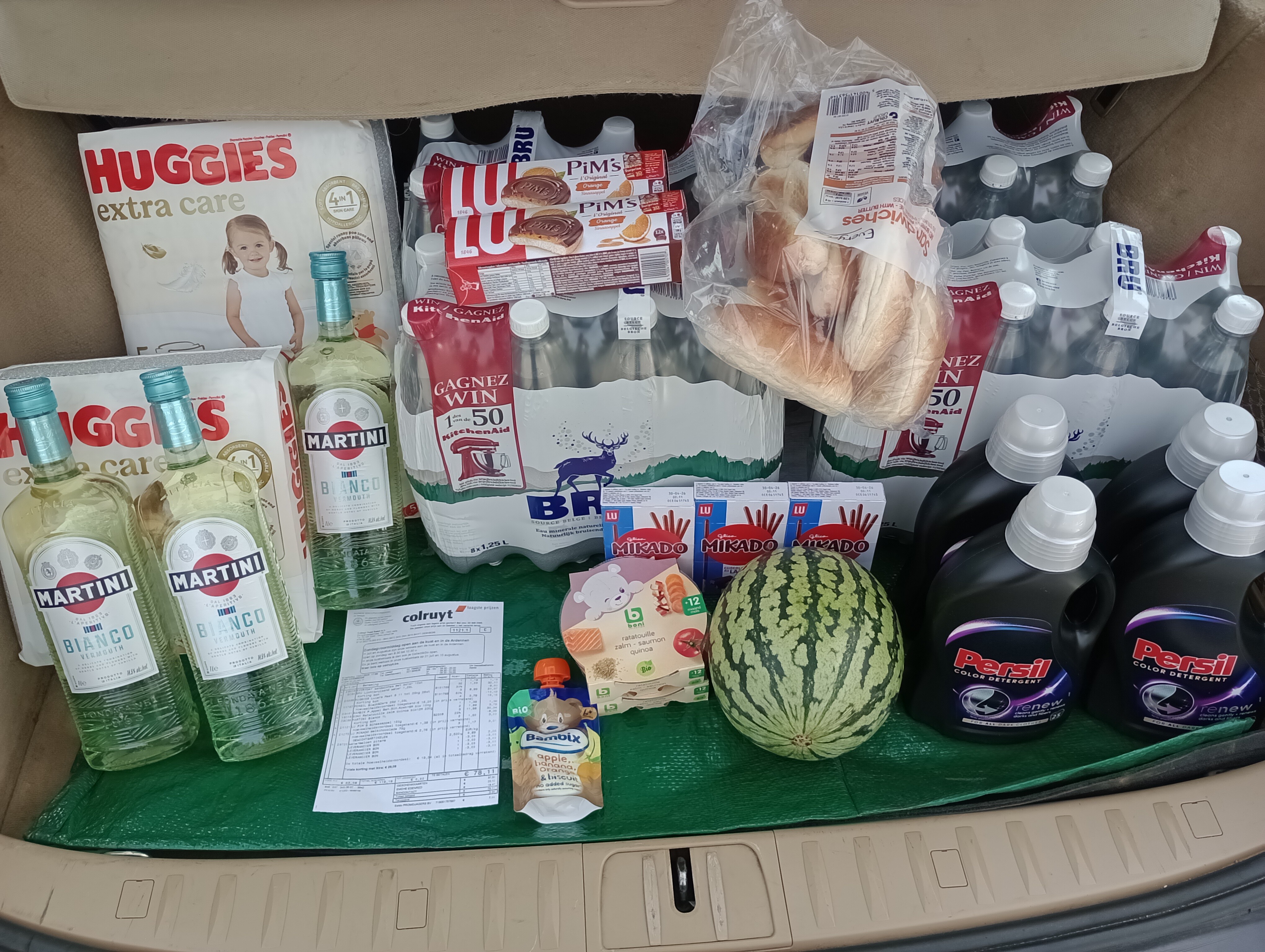 Mikado & Pim's LU voordelig/Persil koopje/BRU bruiswater & Martini Bianco/Huggies/Bambix knijpzakje gratis