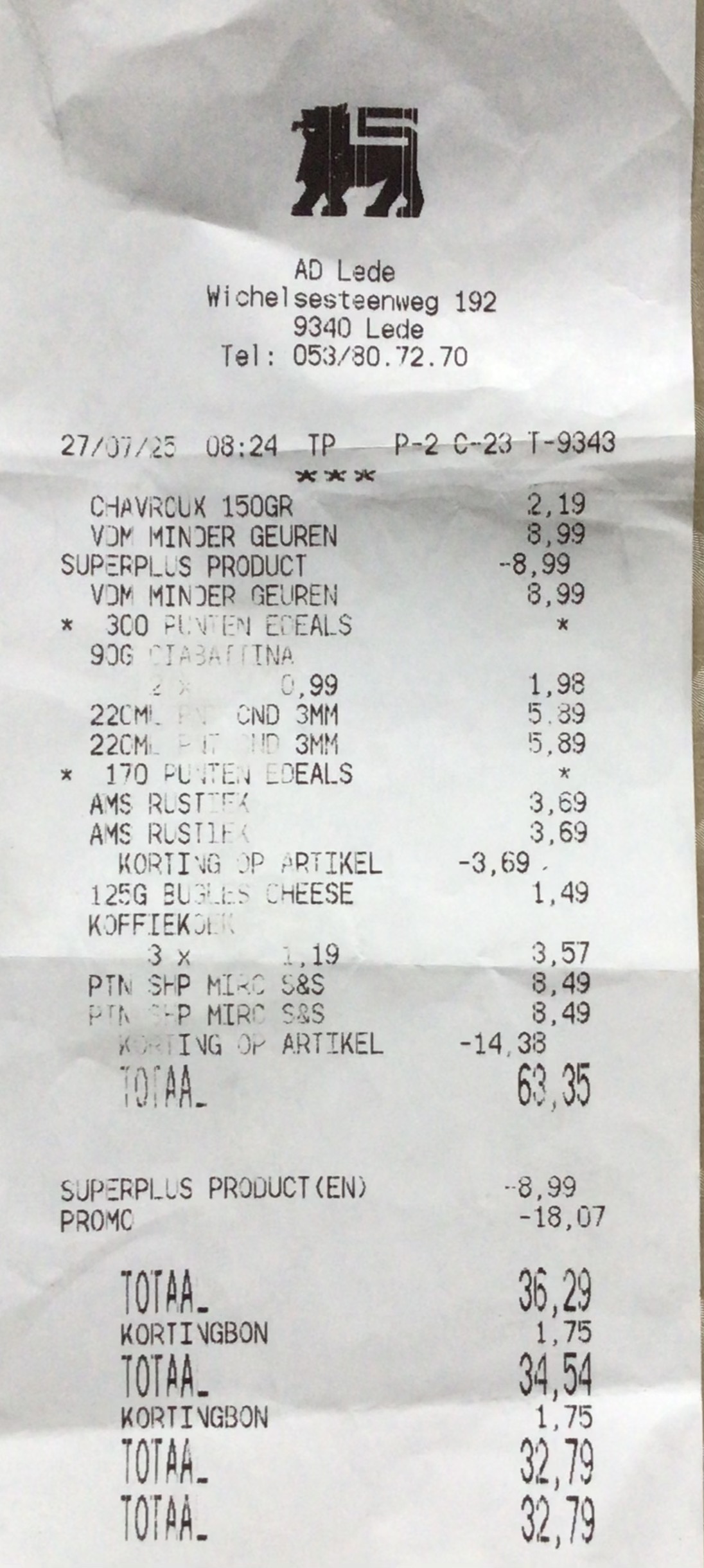 Delhaize Harry shandwich brood en Pantene in promo