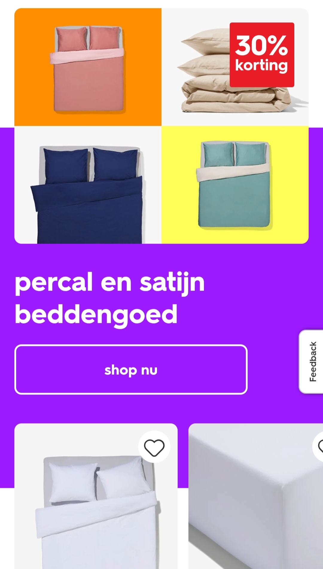 -30% percal en satijn beddengoed op hema.com
