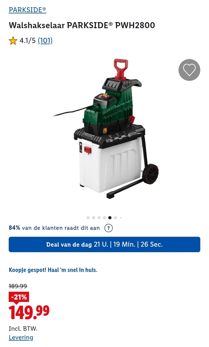 Dagdeal: Walshakselaar PARKSIDE® PWH2800 -21%
