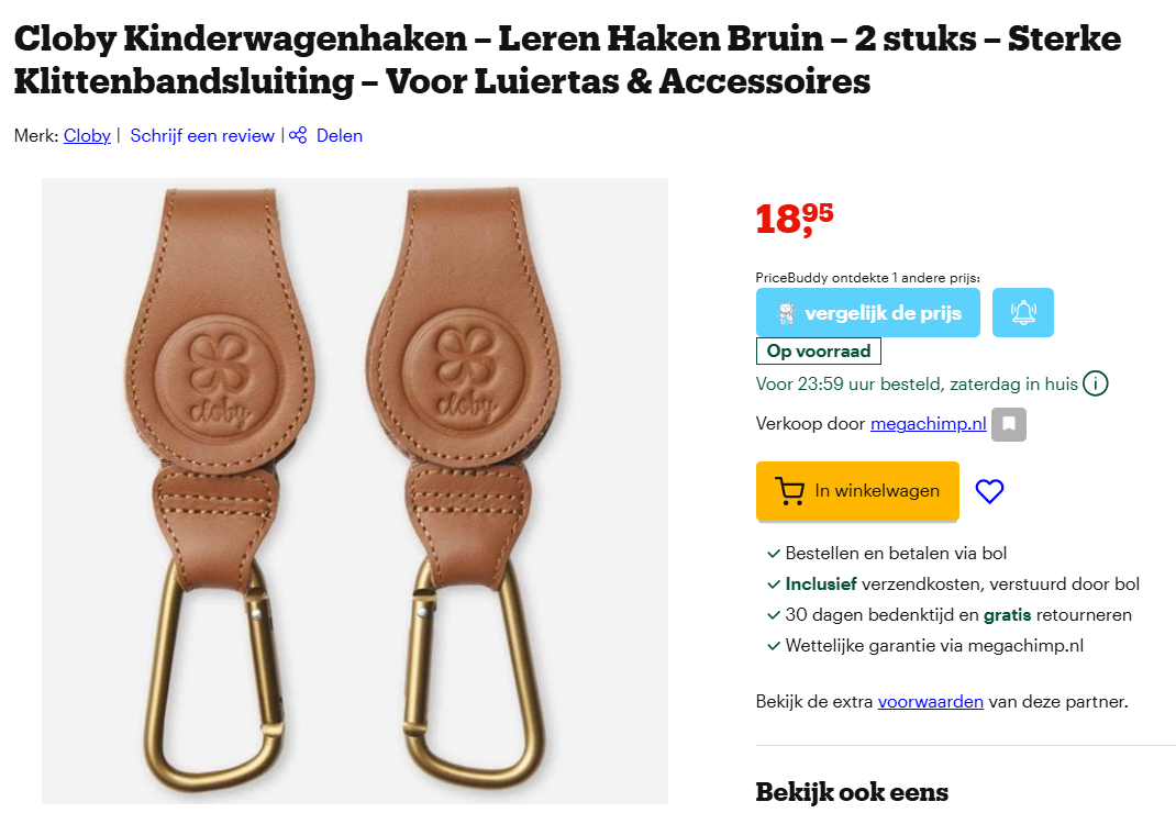 Buggyhaken Cloby, bruin leder voordeligst bij Bol