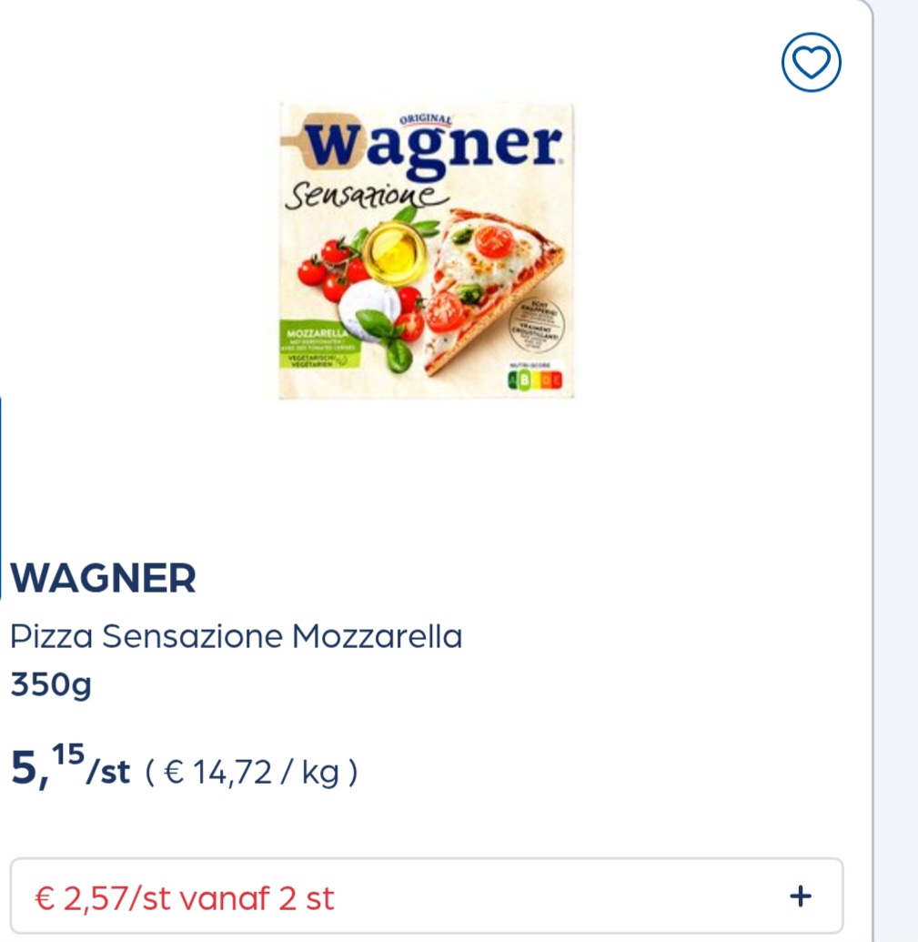 Wagner pizza 50% goedkoper