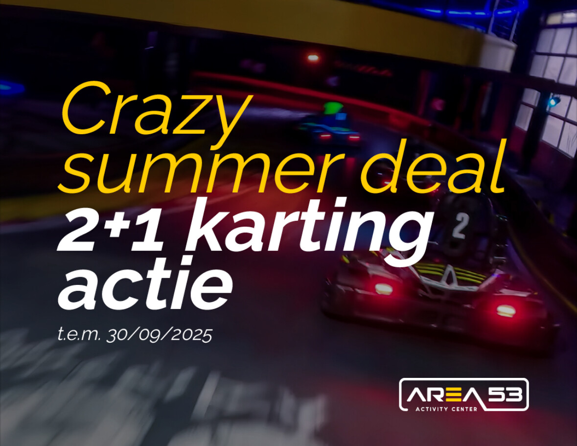 2+1 gratis op kartingsessies Area53