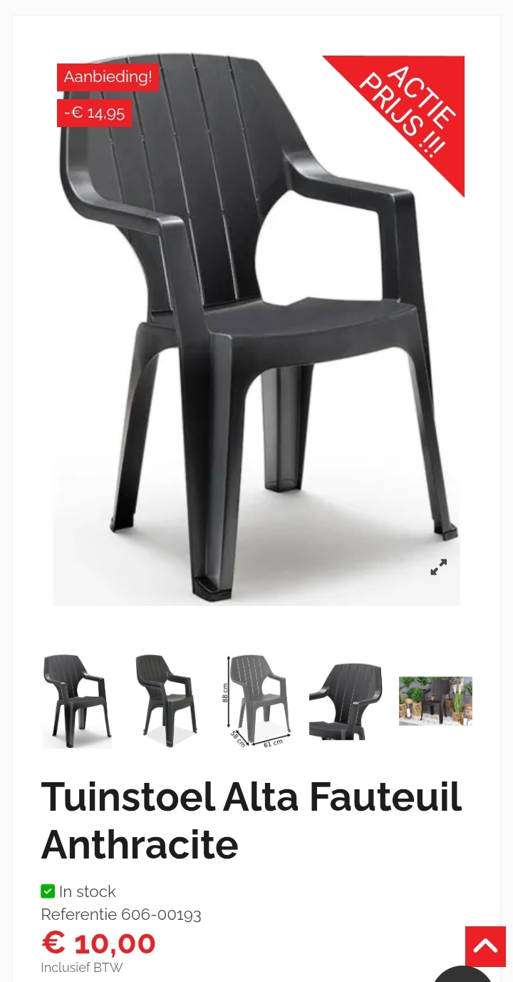 Tuinstoel Alta Fauteuil Anthracite -60%