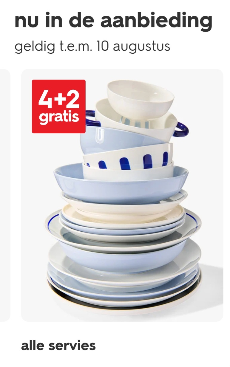 servies 4+2 gratis op hema.com