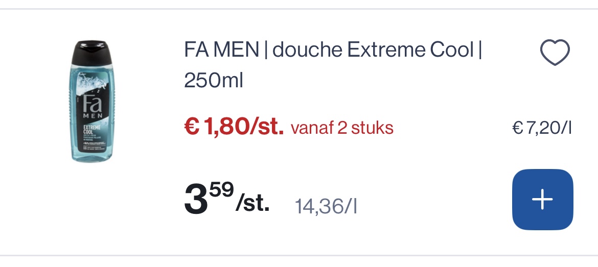Fa men douche extreme cool 250 ml -50%