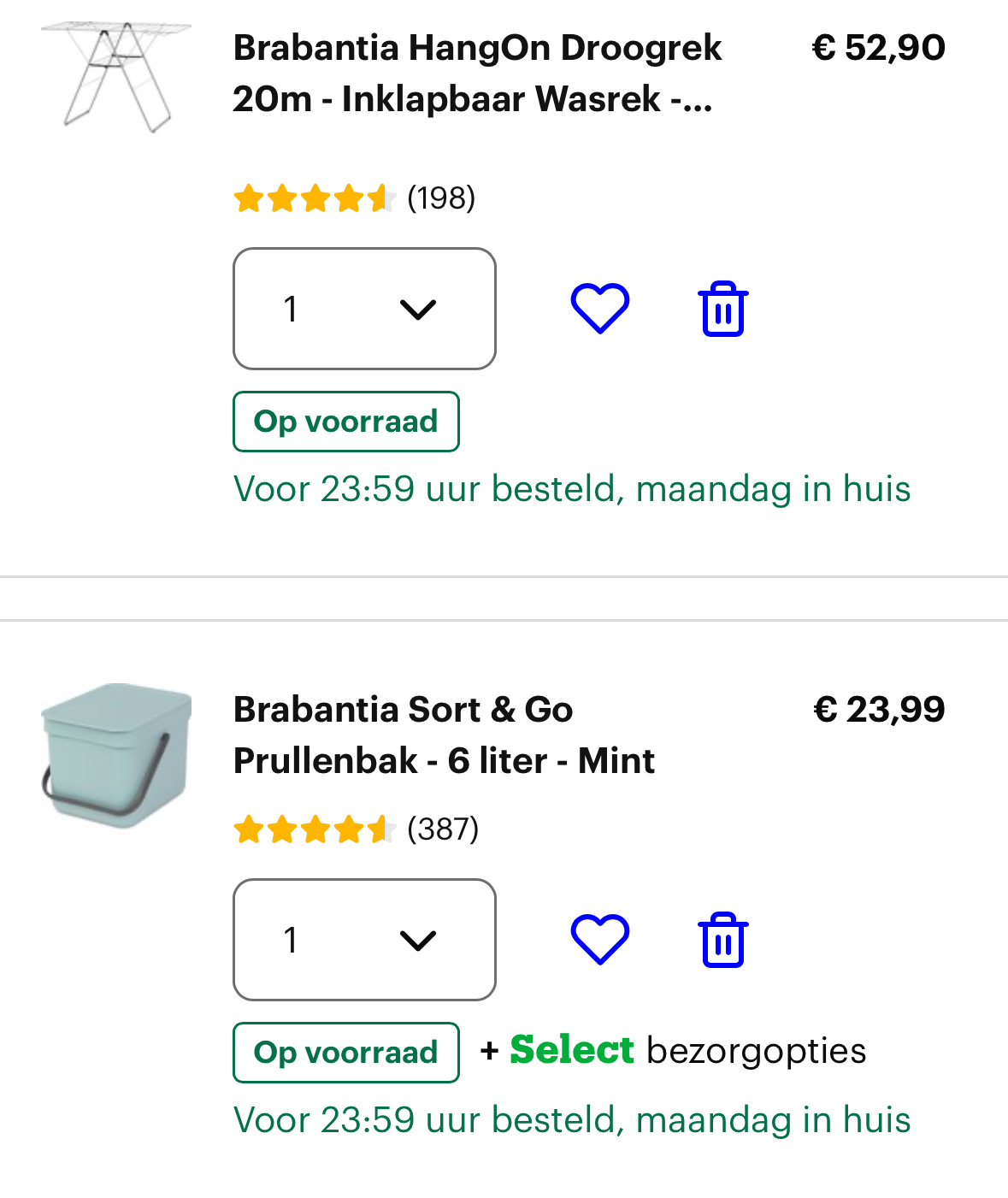 Gratis Brabantia aanrecht prullenbakje
