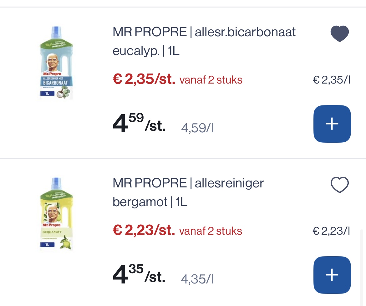 Mr propre allesreiniger 1L -50% reactie Carrefour 2+2