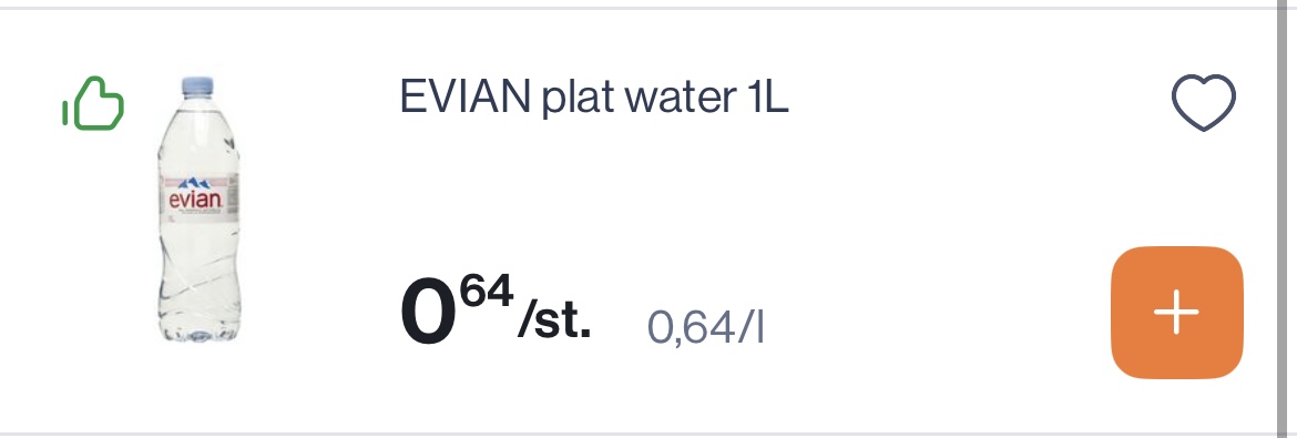 Evian plat water 1L fles -30% reactie Carrefour