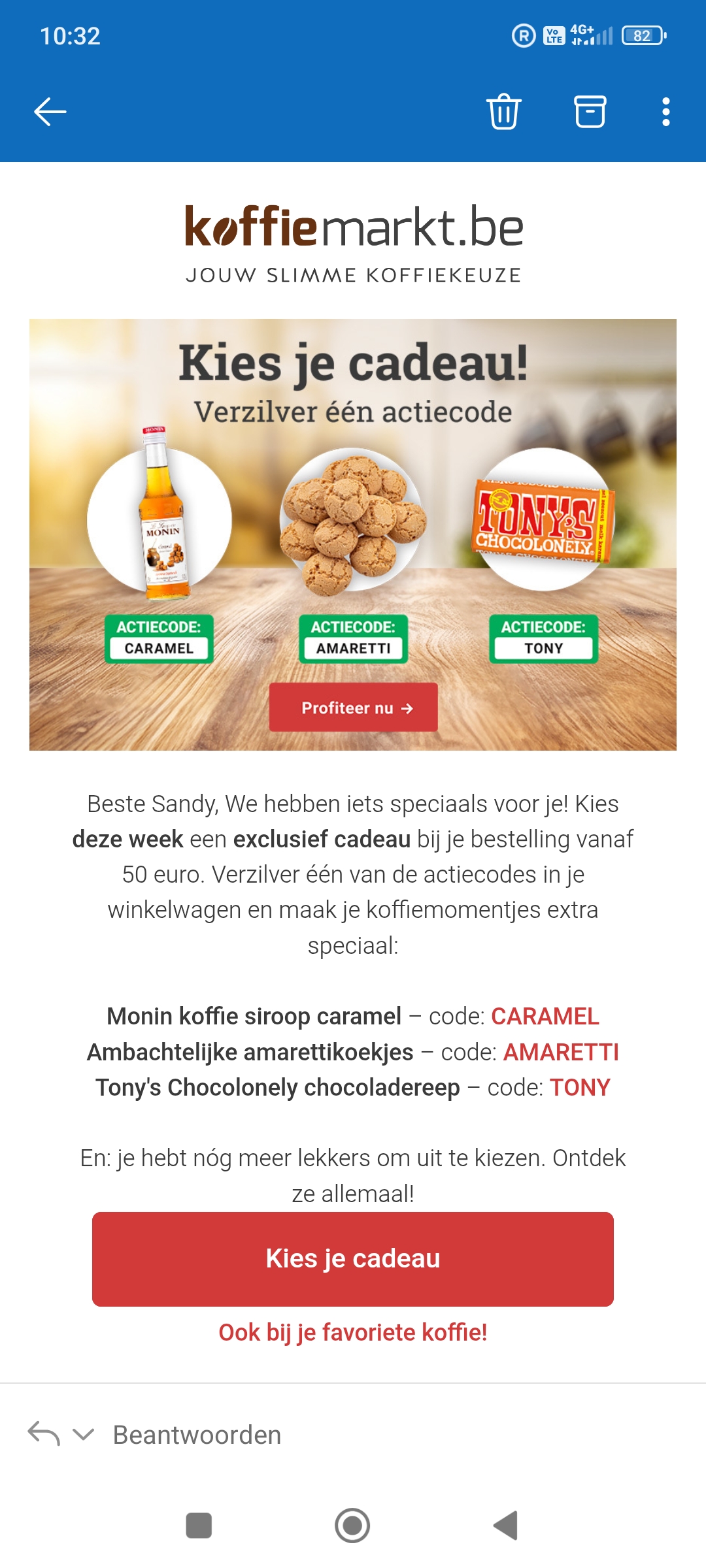Geschenk naar keuze bij koffiemarkt