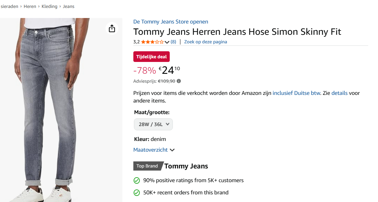 Tommy herenjeans 24,10€