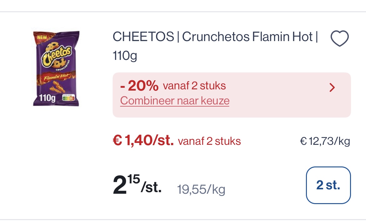 Cheetos chruncetos flamin hot 110 gram -20% extra