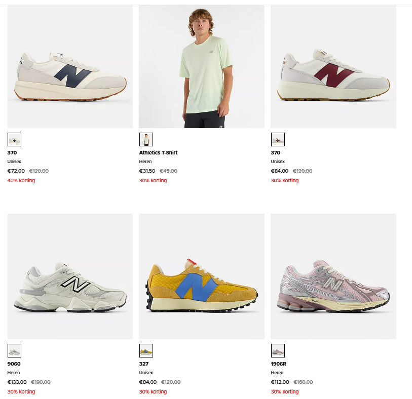 Sneakers en sportkledij gespot met tot -50% korting bij New Balance