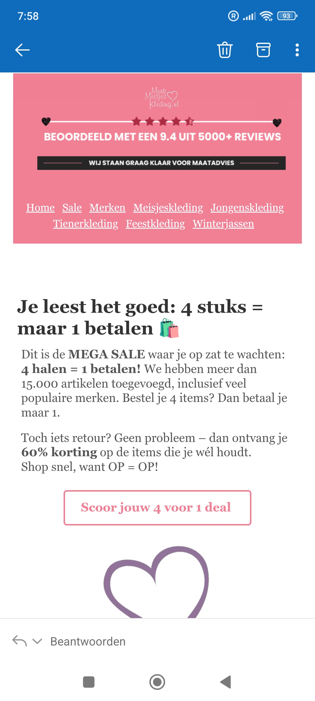 4 halen 1 betalen bij merkmeisjeskleding