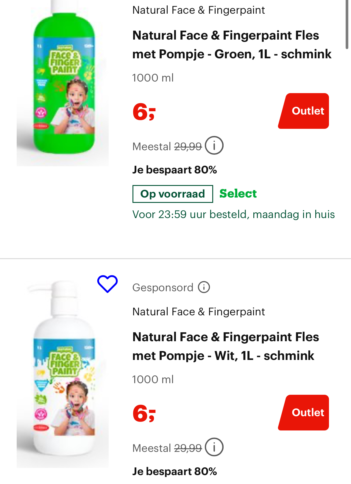 Natural Face & Fingerpaint Flessen 1l