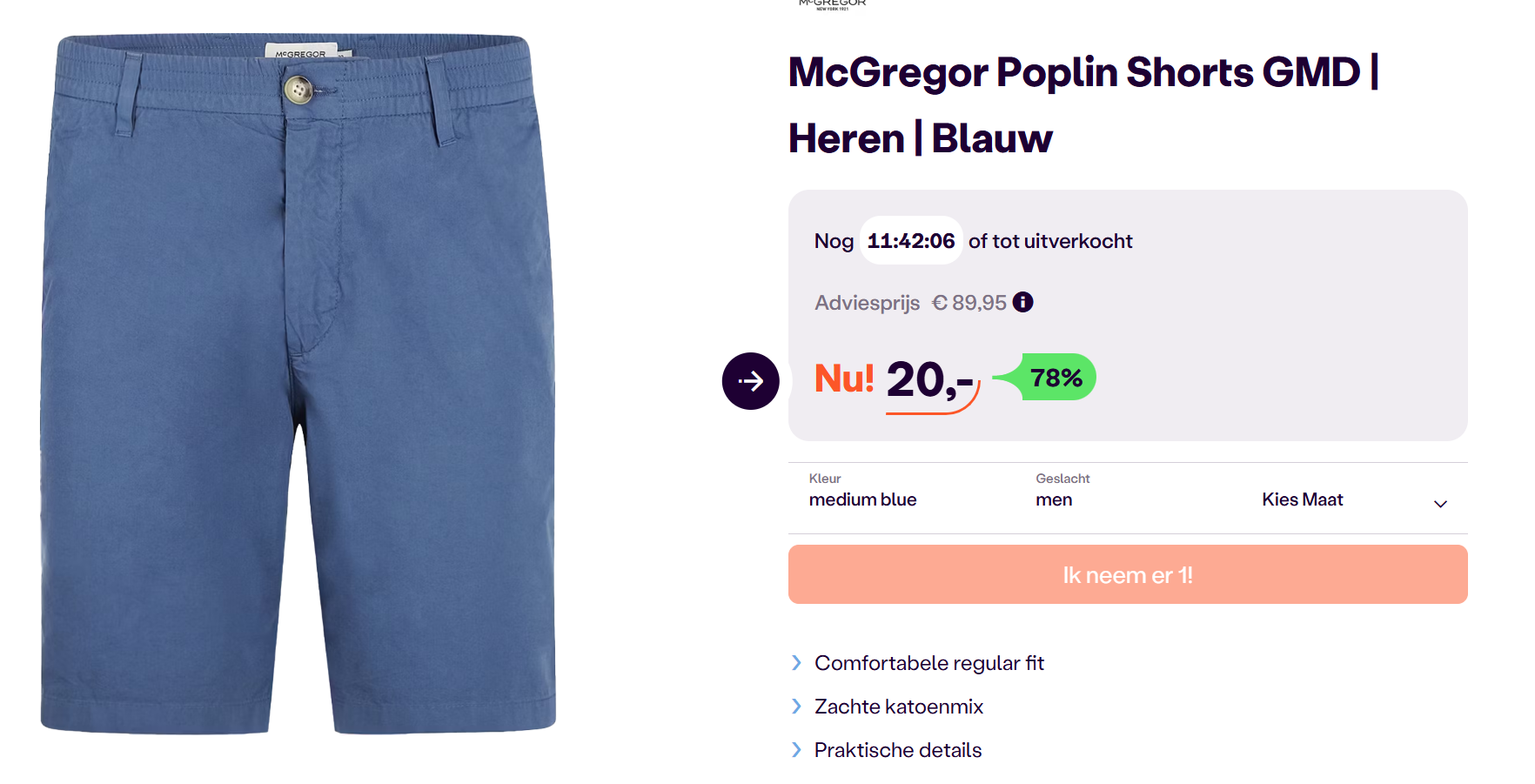 Mc Gregor short voor mannen aan 20 euro