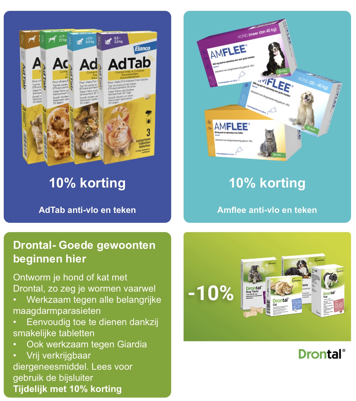 Anti wormen, vlooien, teken