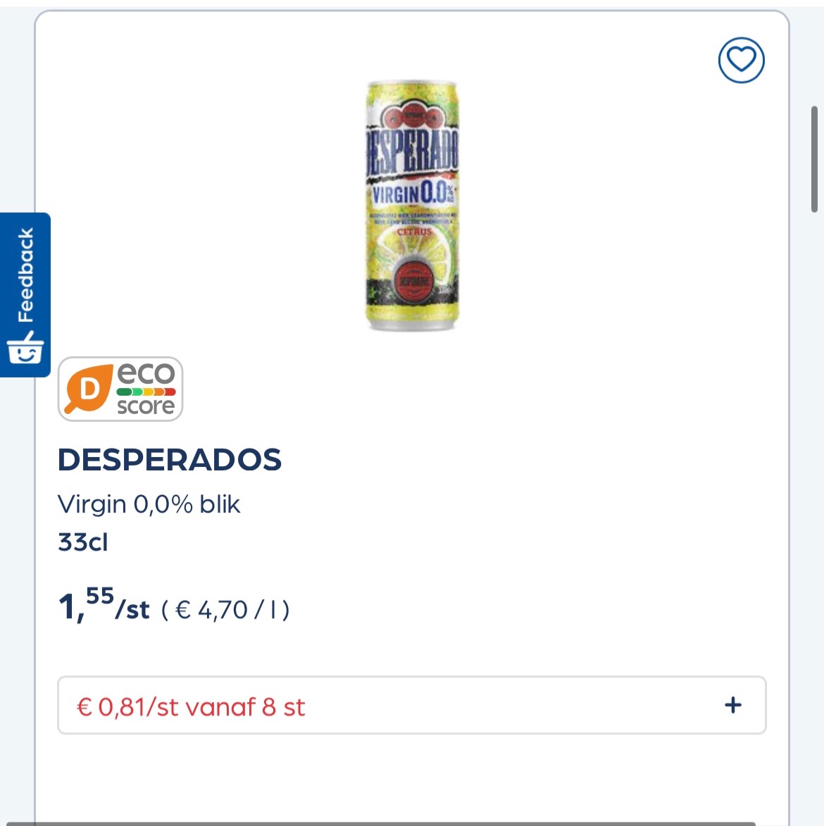 Desperados virgin 0,0% blik 33 cl -50%