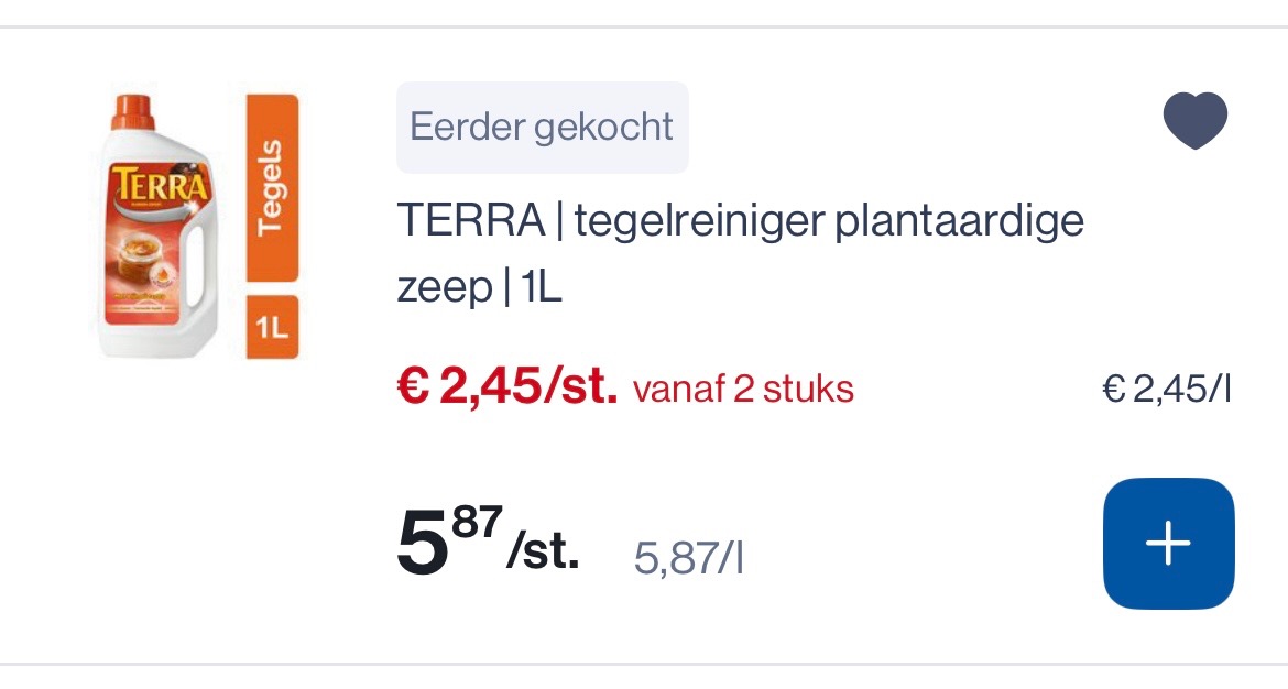 Terra tegelreiniger plantaardige zeep 1L. -58%