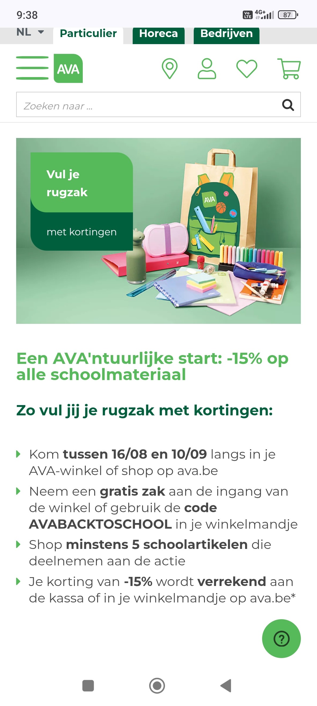 -15% op alle schoolmateriaal bij ava