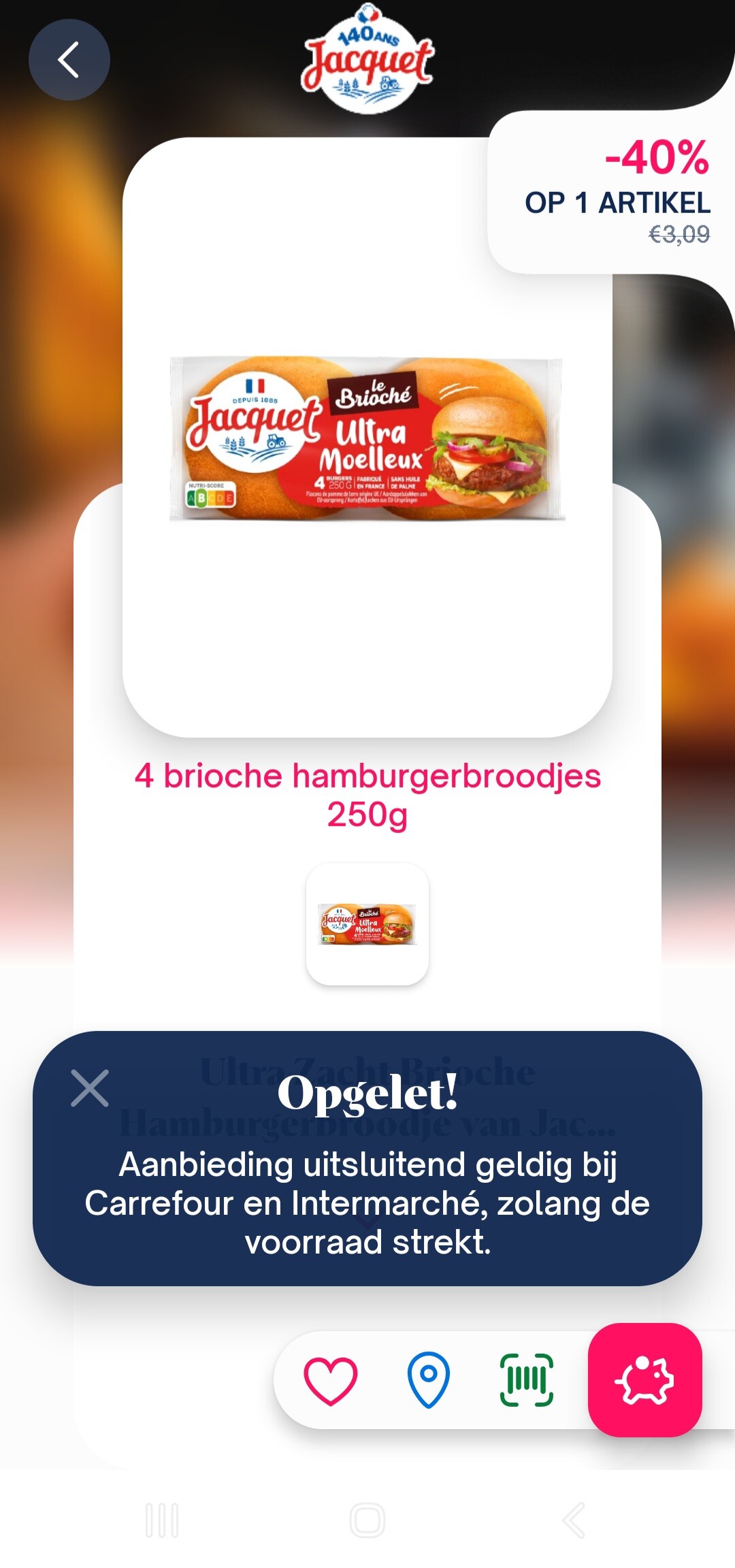 -40% Jacguet brioche hamburgerbroodjes 250g