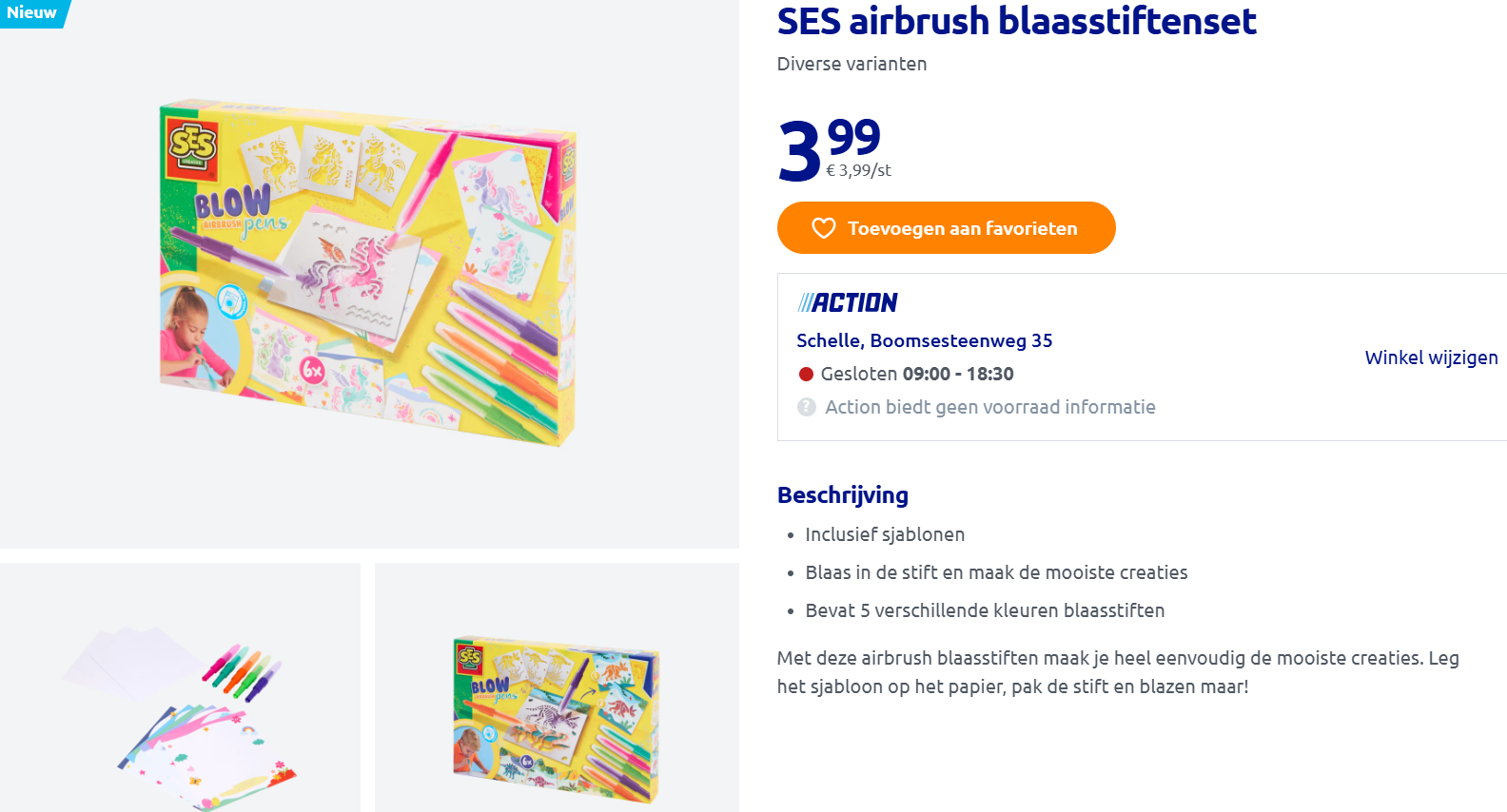 SES airbrush blaasstiftenset voor maar €3,99 bij Action