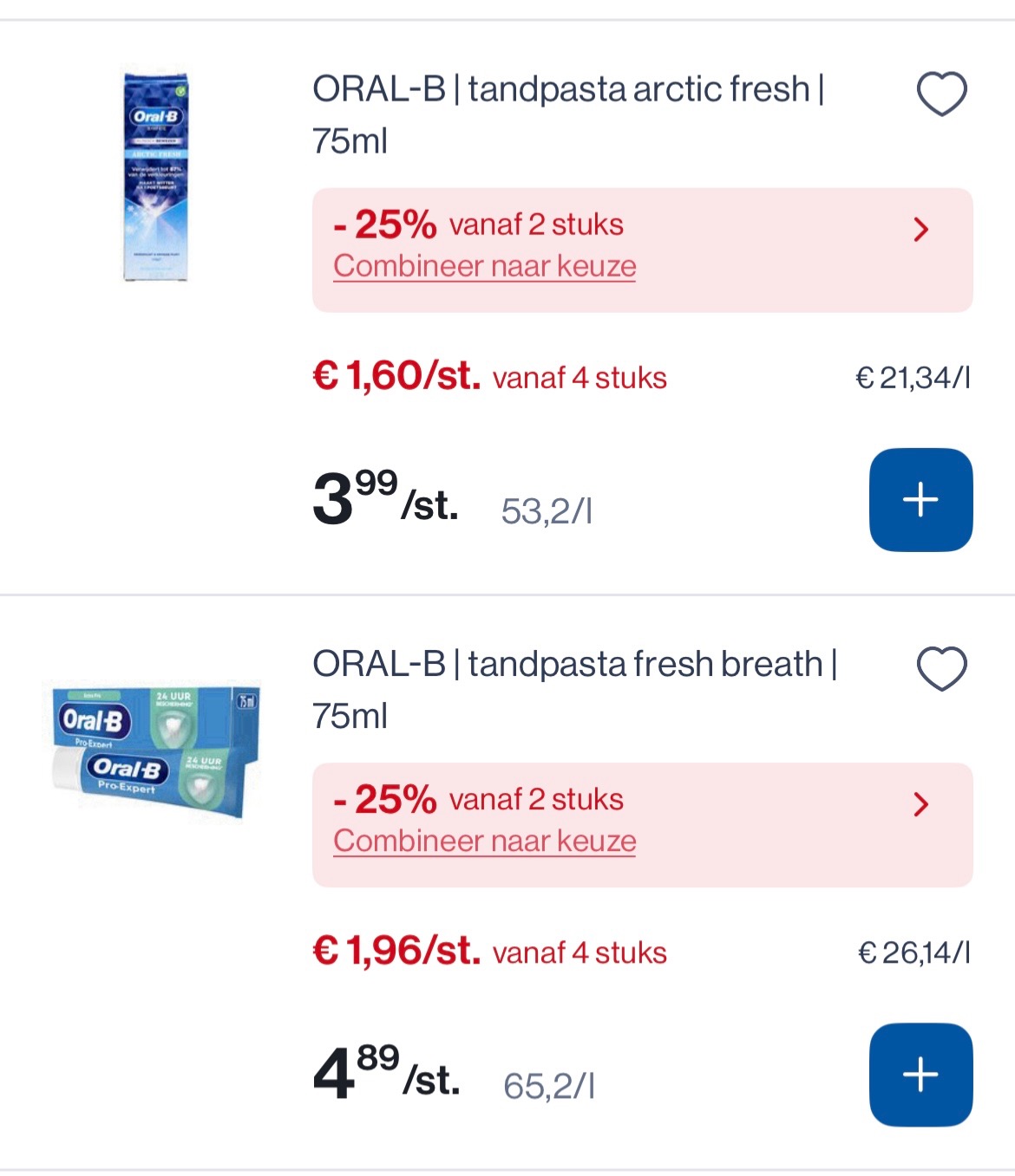 Oral B tandpasta’s met een mooie dubbele korting bij Collect en go