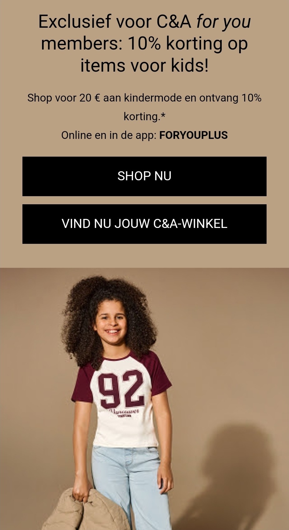 10% korting op items voor kids bij C&A