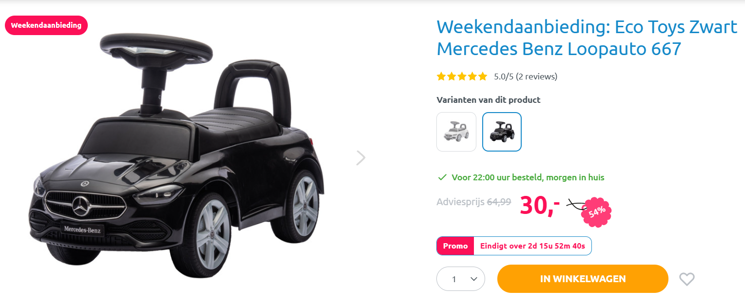 Eco Toys Zwart Mercedes Benz Loopauto voor maar €30 🚗