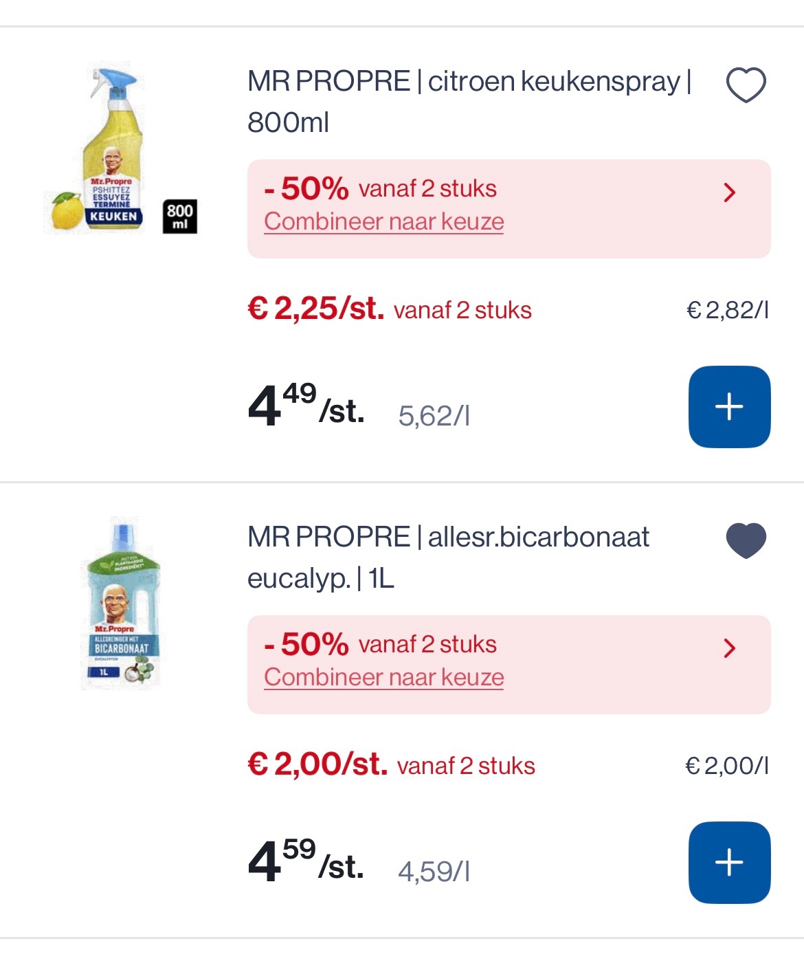 Mooi koopje Mr propre spray en allesreiniger -50% extra