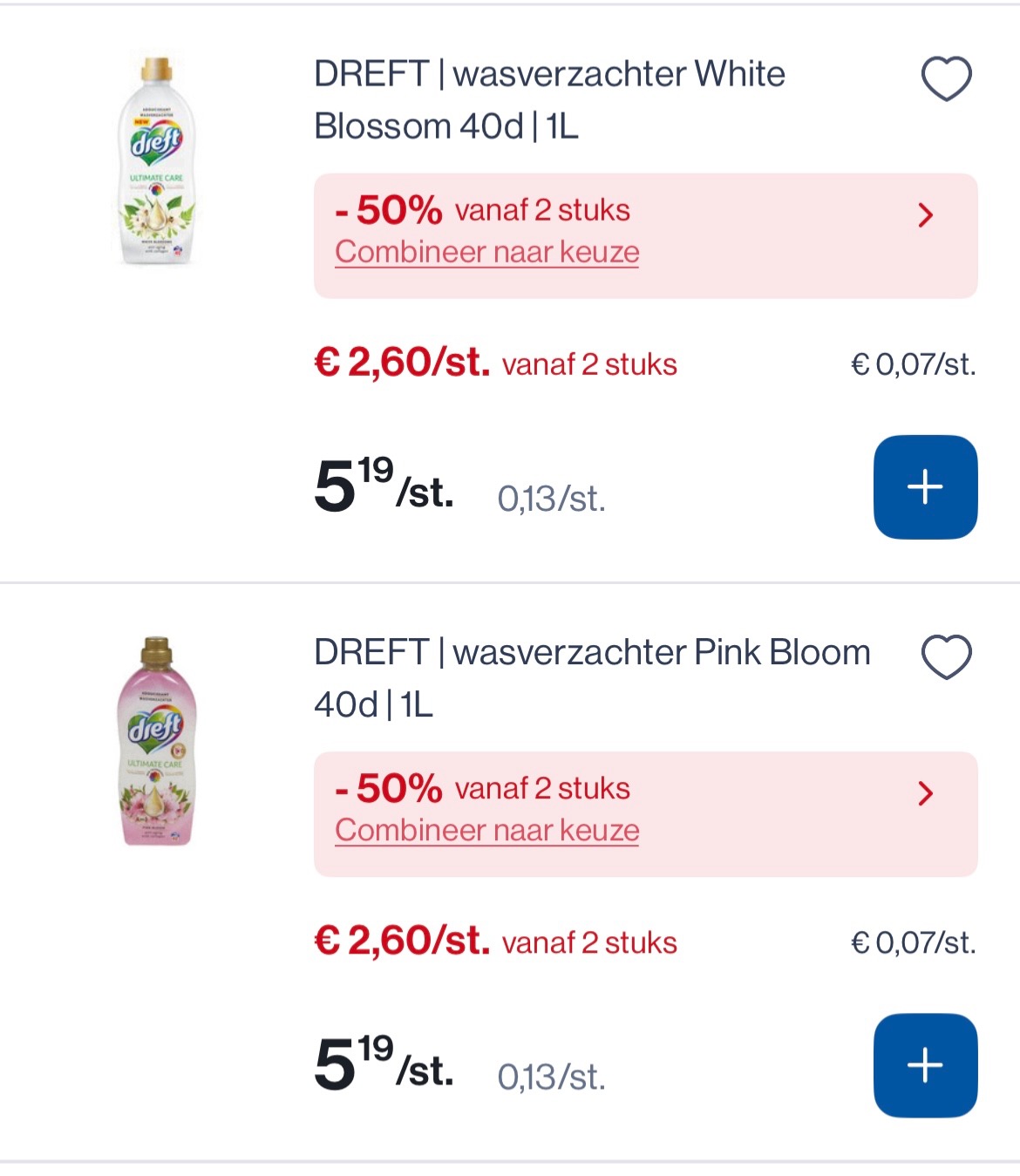 Dreft wasverzachter 40 d -50% bovenop de goedkoper prijs