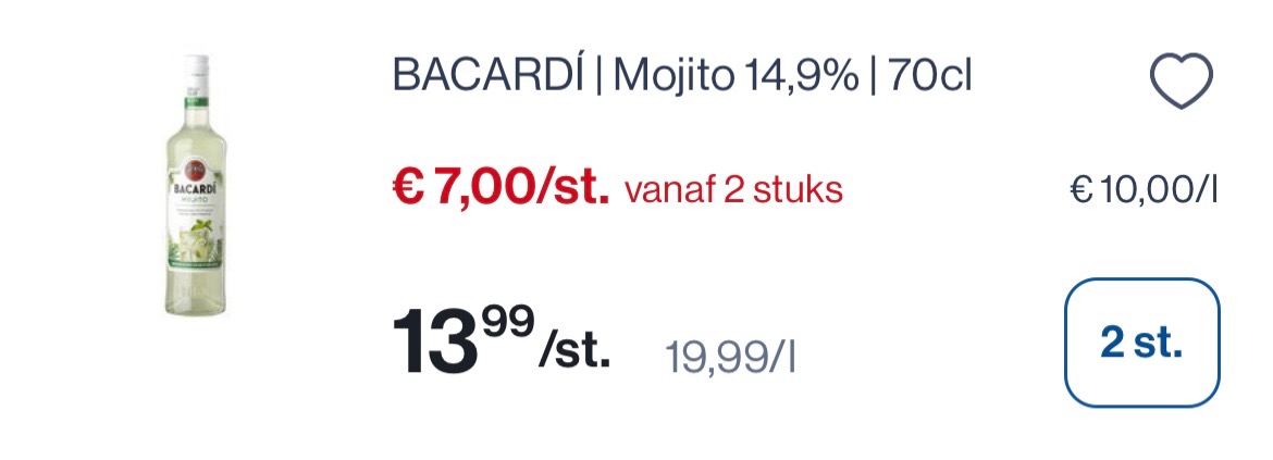 Bacardi mojito 14,9% 70 cl -50% bij Collect en Colruyt