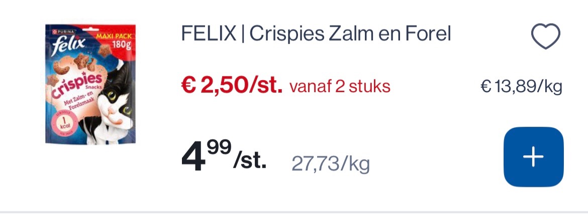 Felix crispies voor katten voor 0,50€/zakje met coupon