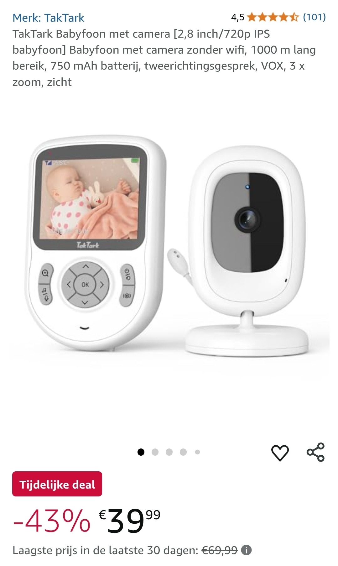 TakTark Babyfoon met camera -43%