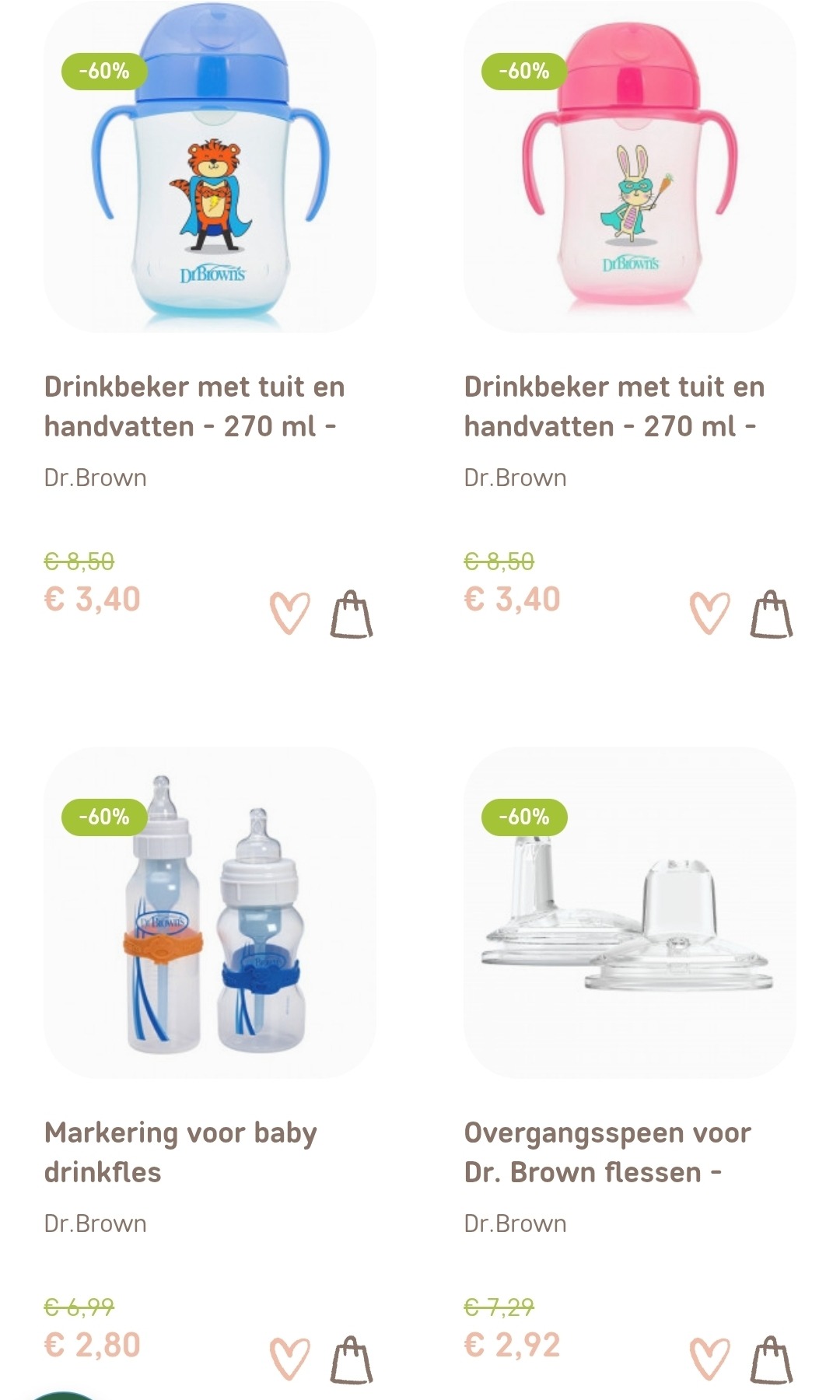 Dr. Brown's bekers en spenen -60% bij Sebio