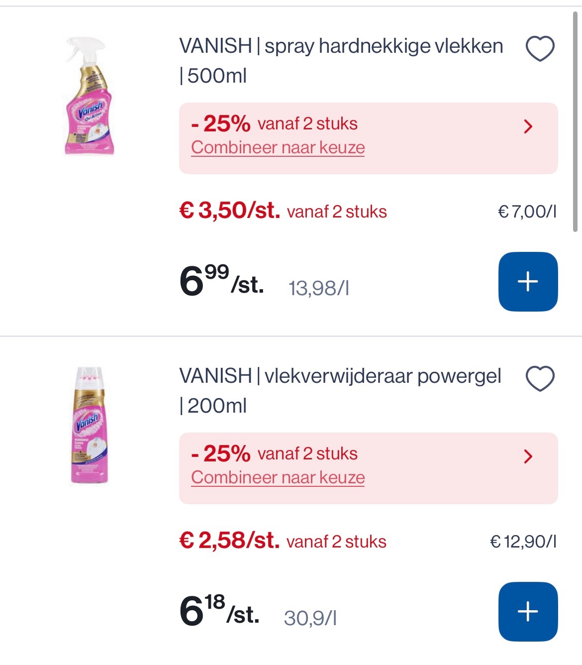 Vanish spray en powergel met dubbele korting -25% extra