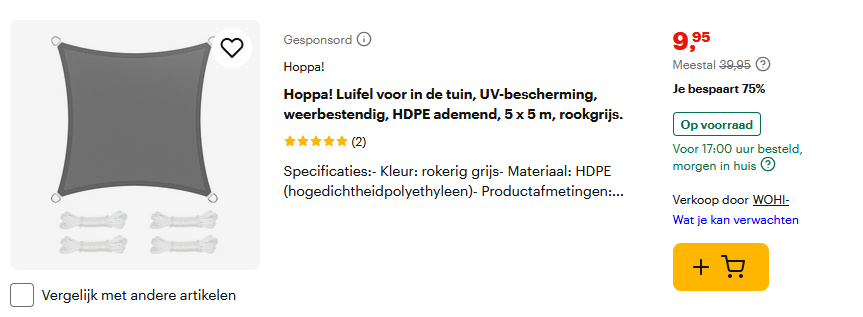 zonnescherm aan hoge korting bij bol