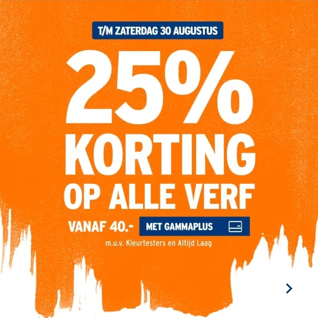 25% korting op alle verf bij GAMMA
