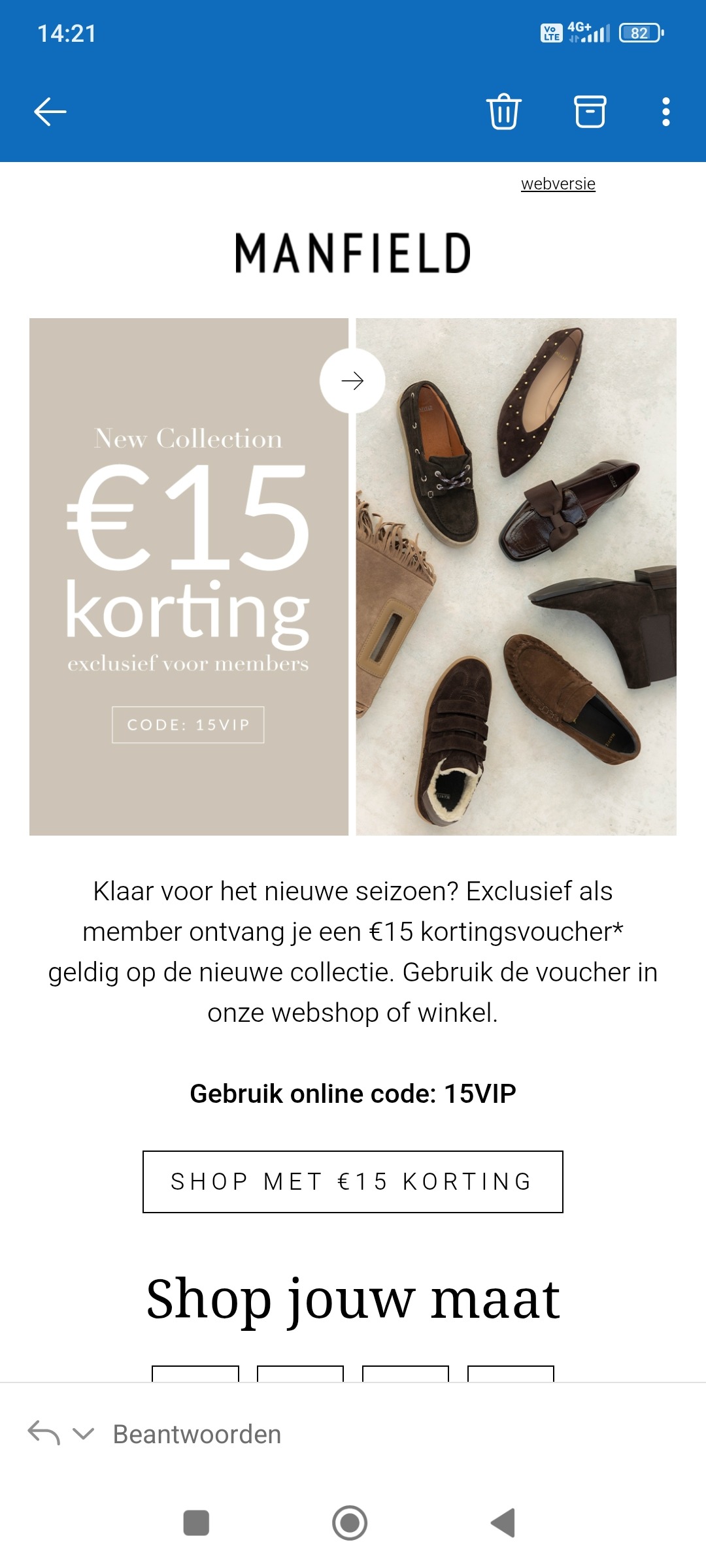 €15 korting manfield